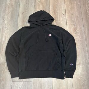 Vintage Men’s Champion Black Reverse Weave Hoodie Baggy Size Medium